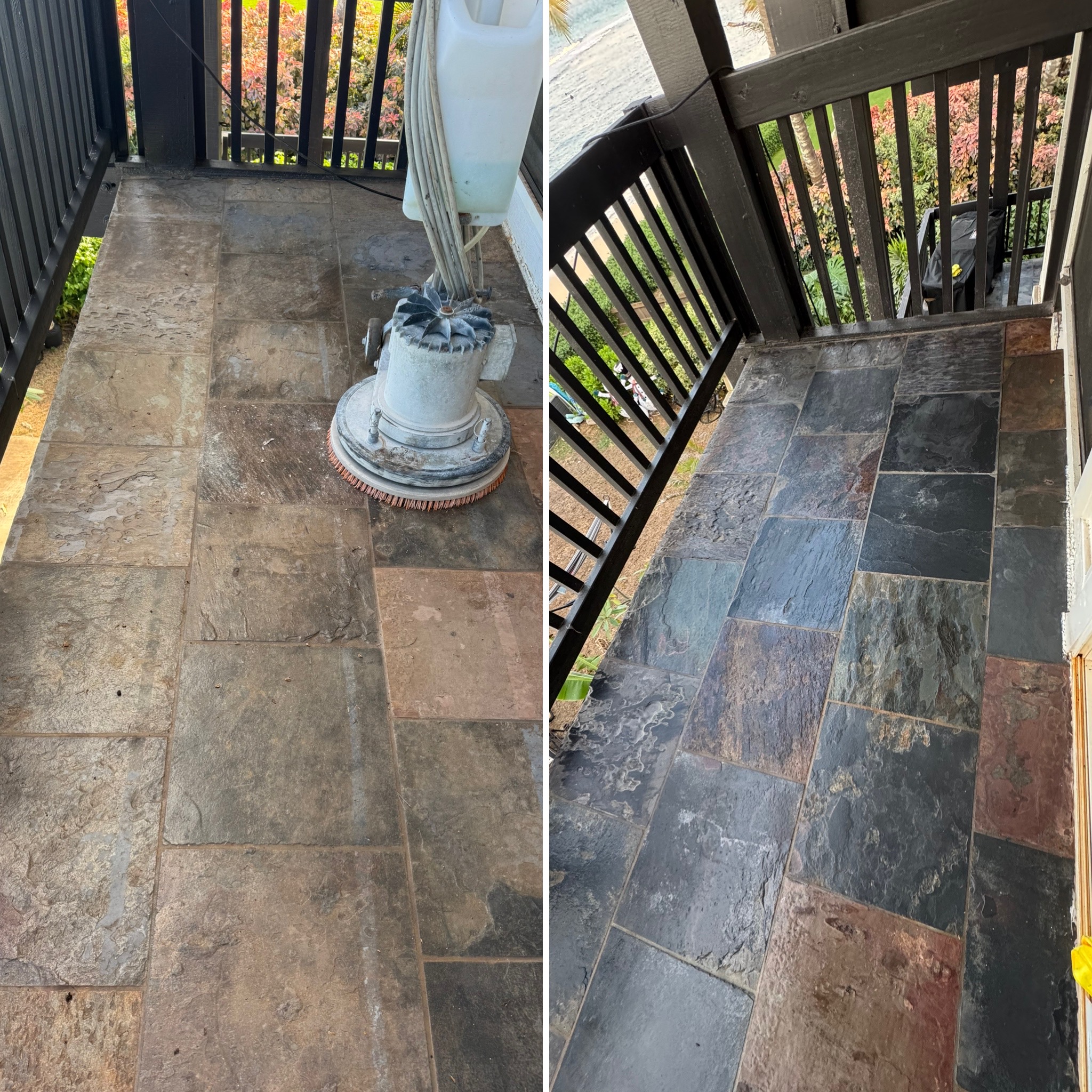High-rise slate lanai restoration in progress