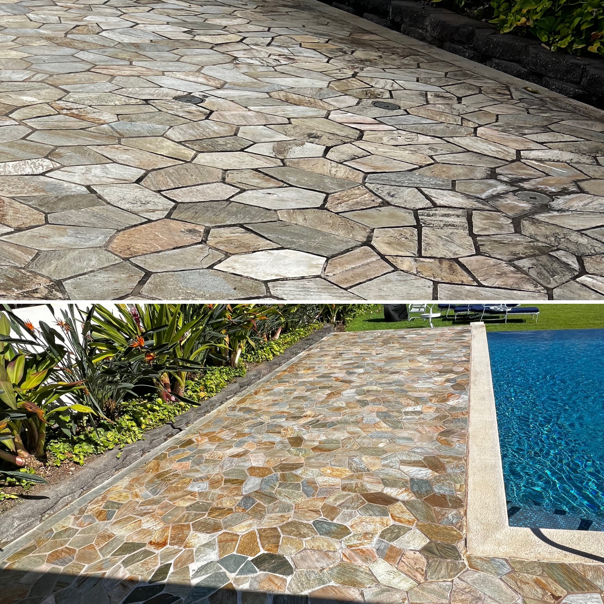 Quartzite pool deck restored