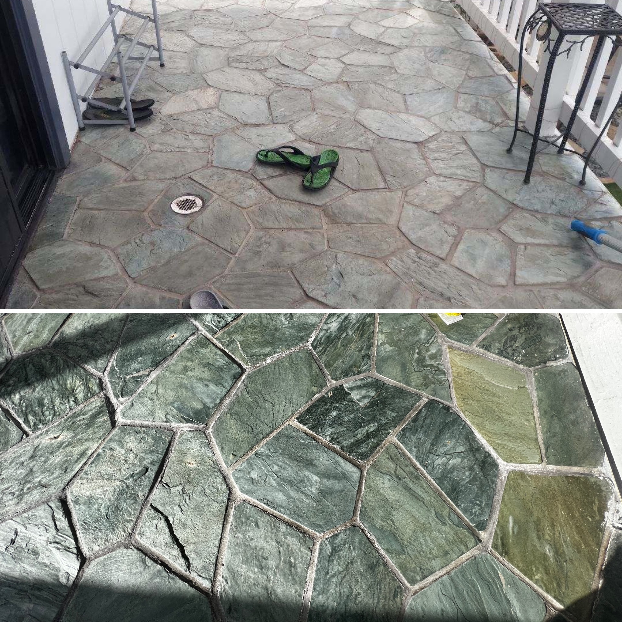 Quartzite walkway with color enhancement