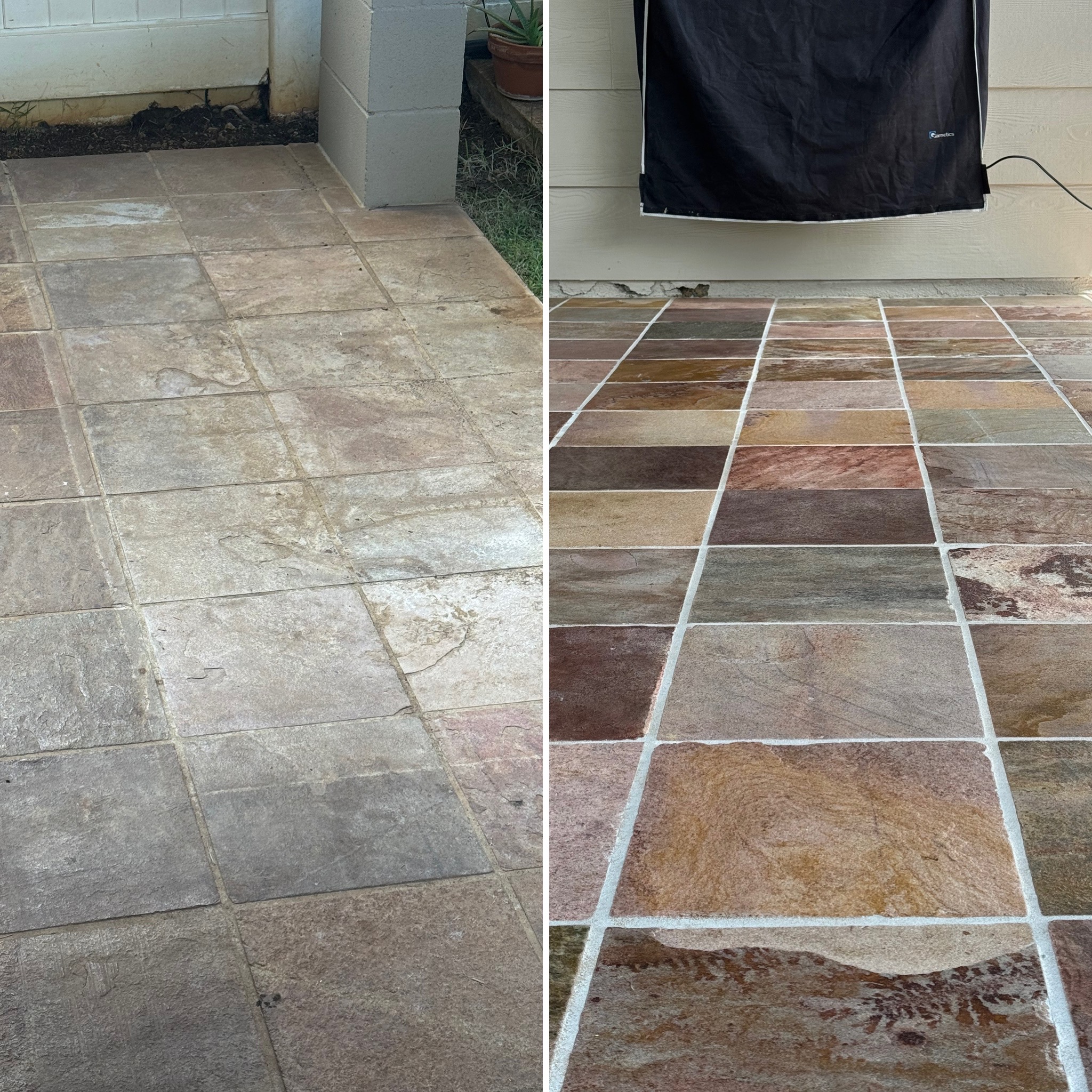 Slate walkway side by side